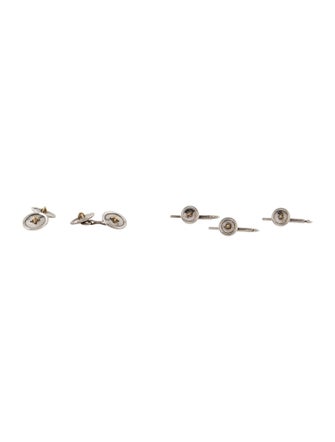 Tiffany & Co. Vintage Two-Tone Button Cufflinks Dress Set