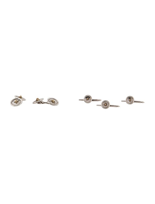 Tiffany & Co. Vintage Two-Tone Button Cufflinks Dress Set