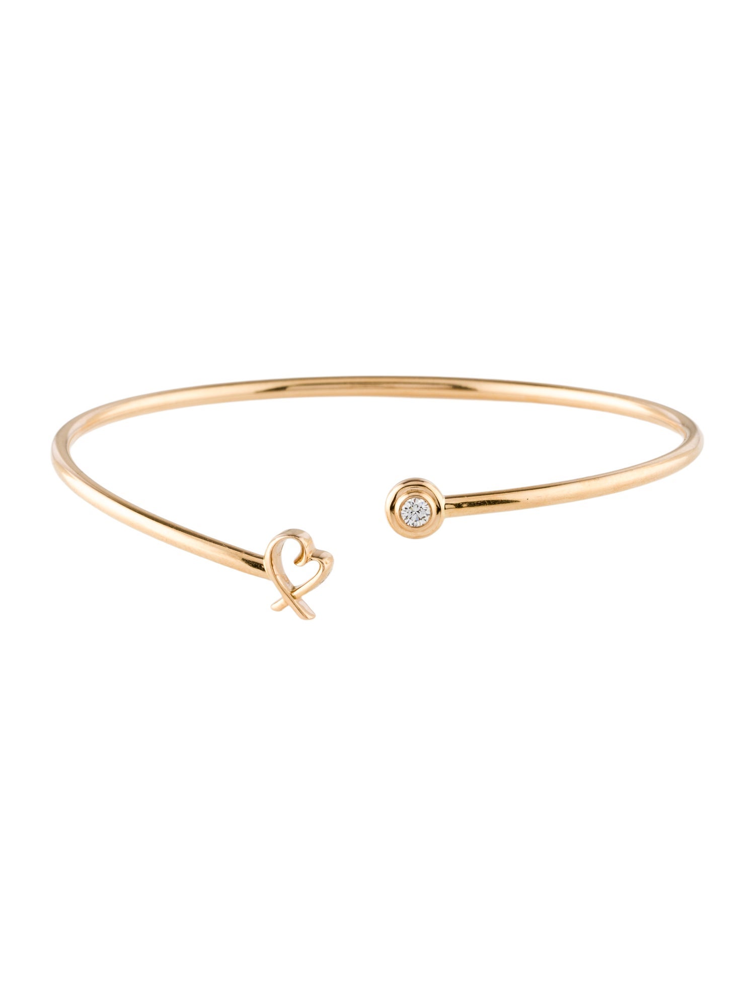 Tiffany & Co. 18K Diamond Loving Heart Wire Cuff Bracelet
