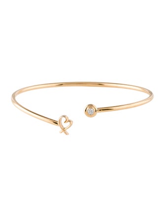 Tiffany & Co. 18K Diamond Loving Heart Wire Cuff Bracelet