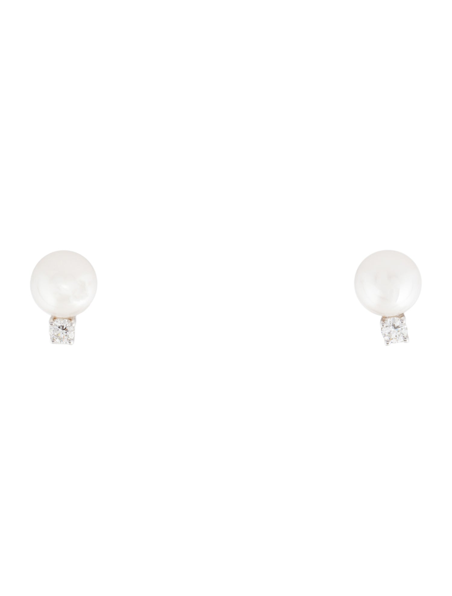 Tiffany & Co. 18K Pearl & Diamond Stud Earrings