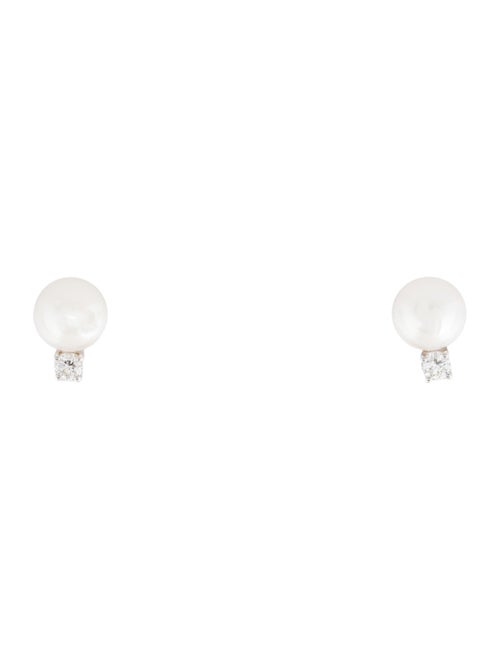 Tiffany & Co. 18K Pearl & Diamond Stud Earrings