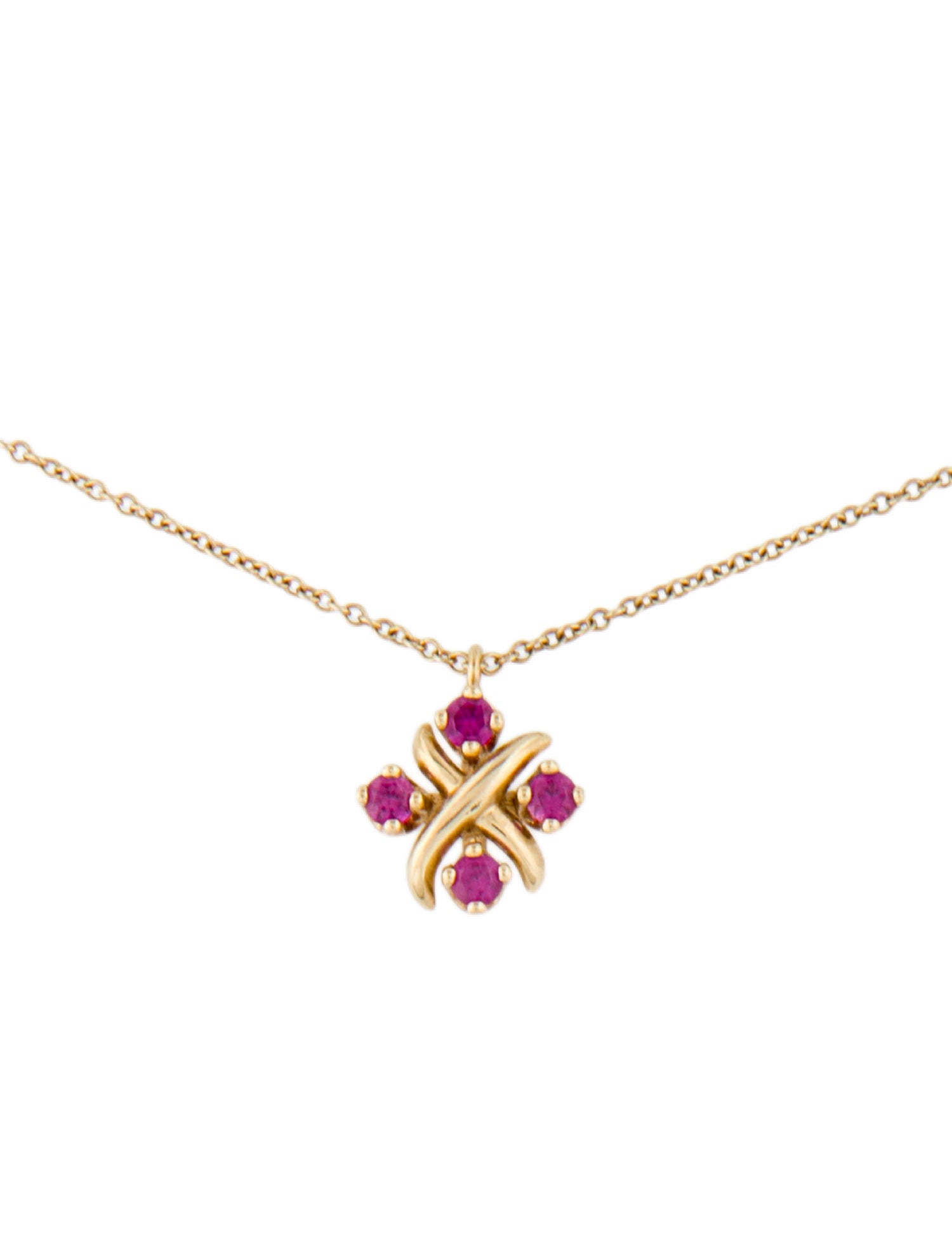 Tiffany & Co. 18K Ruby Schlumberger Lynn Pendant Necklace