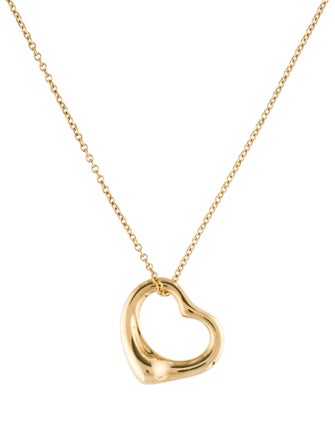 Tiffany & Co. 18K Open Heart Pendant Necklace