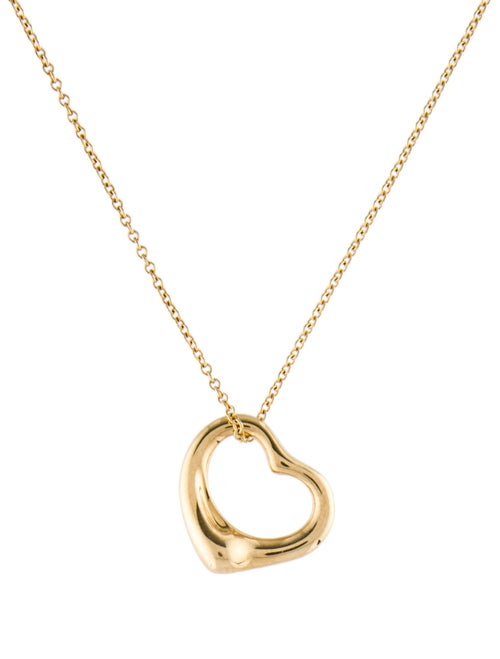 Tiffany & Co. 18K Open Heart Pendant Necklace