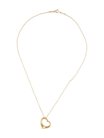 Tiffany & Co. 18K Open Heart Pendant Necklace