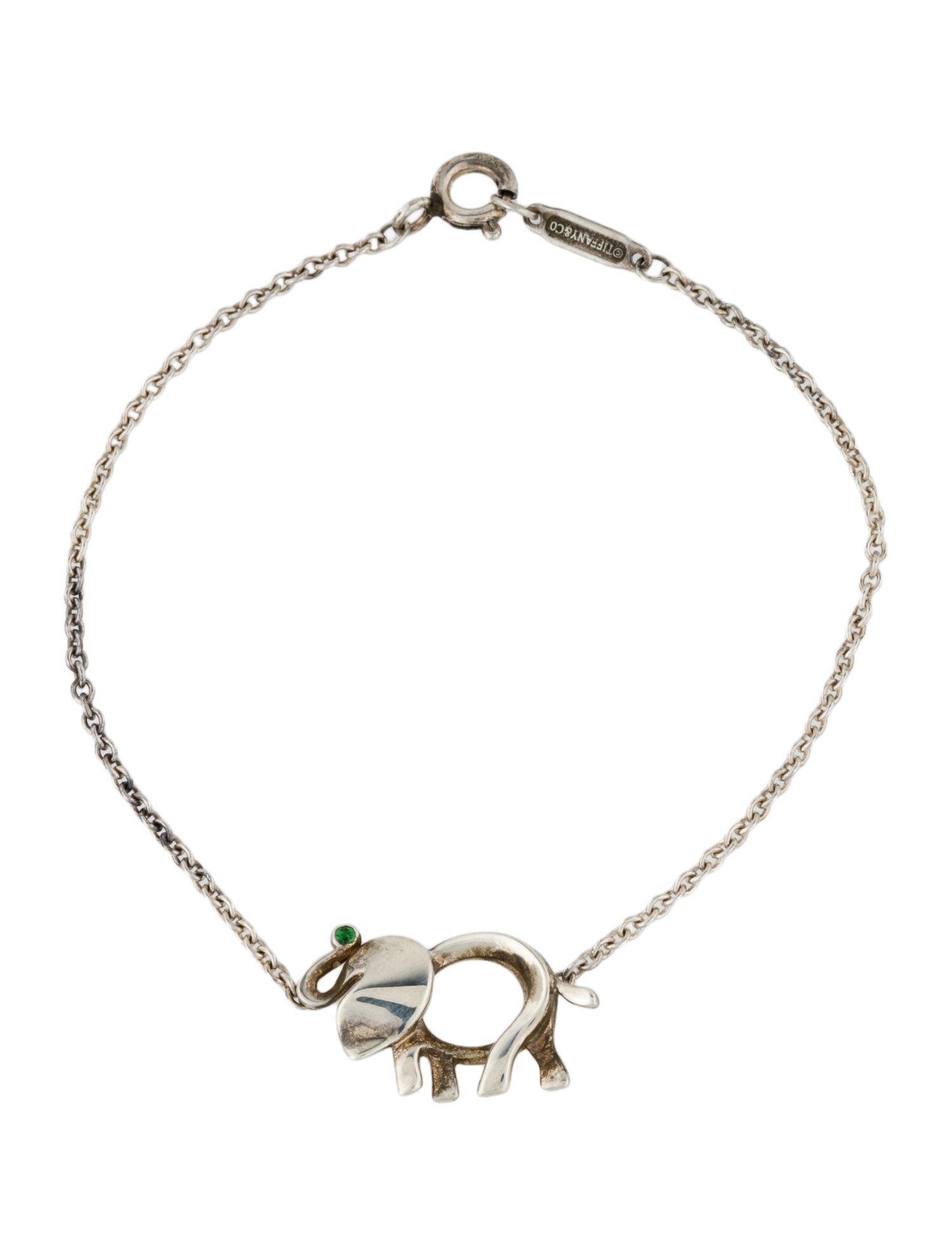 Tiffany & Co. Tsavorite Garnet Save The Wild Elephant Charm Bracelet