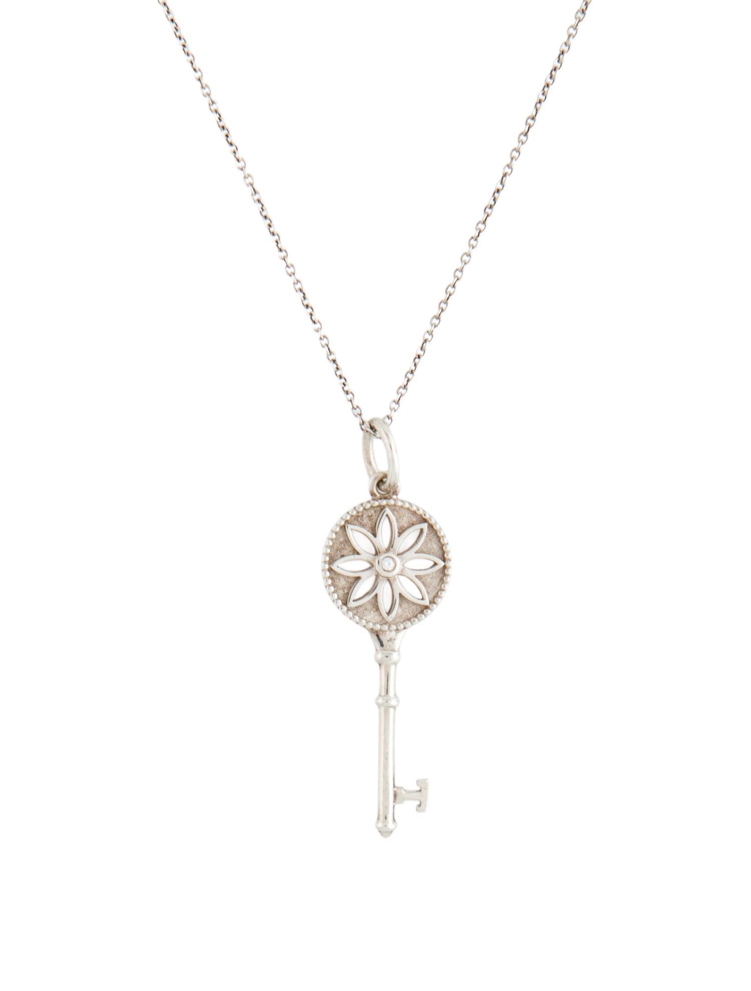 Tiffany & Co. Diamond Daisy Key Pendant Necklace