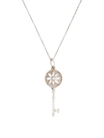 Tiffany & Co. Diamond Daisy Key Pendant Necklace