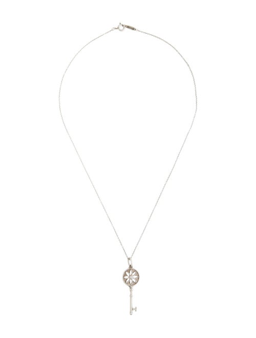 Tiffany & Co. Diamond Daisy Key Pendant Necklace