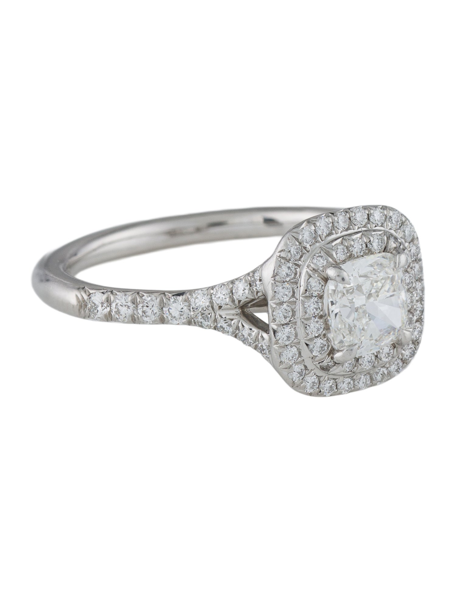 Tiffany & Co. Platinum Diamond Soleste Double Halo Engagement Ring