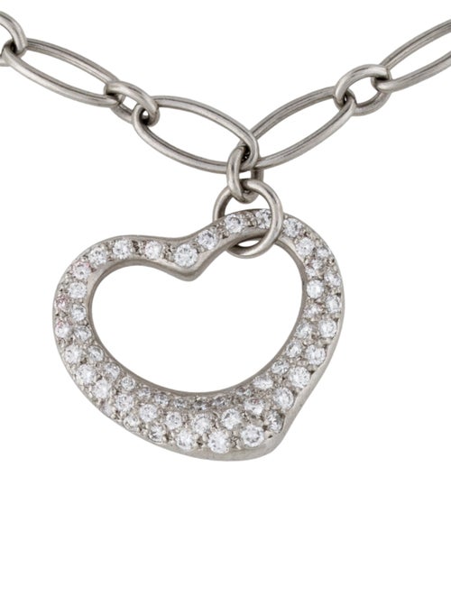 Tiffany & Co. Platinum Diamond Open Heart Charm Bracelet