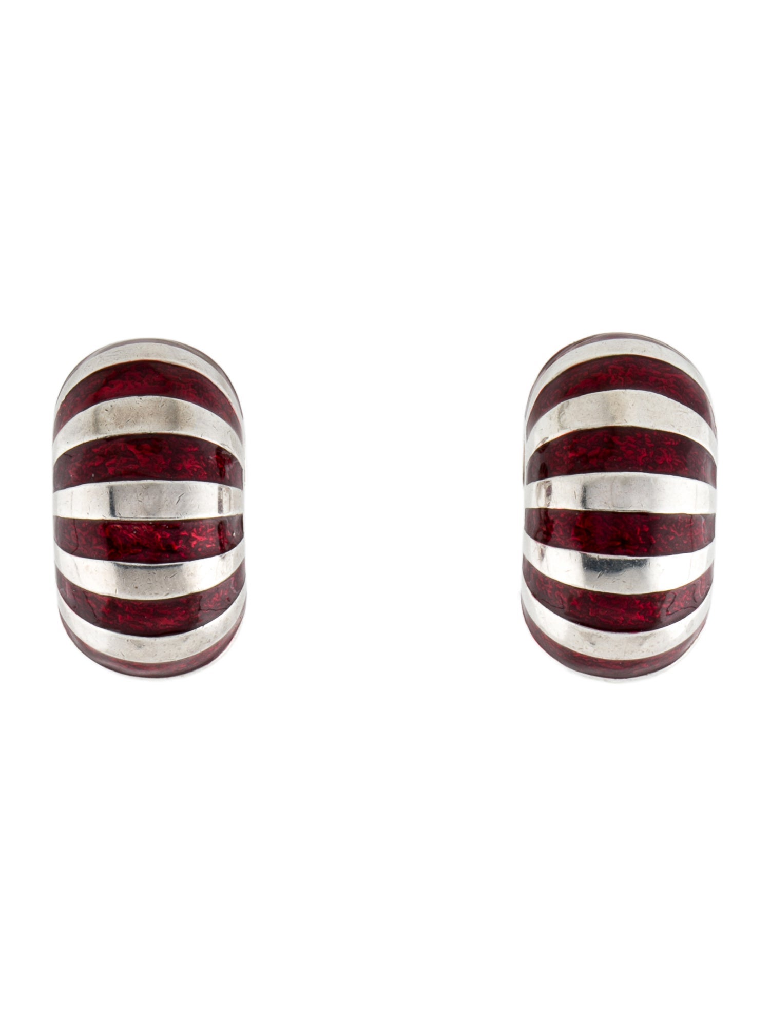 Tiffany & Co. Vintage Enamel Striped Clip-On Earrings