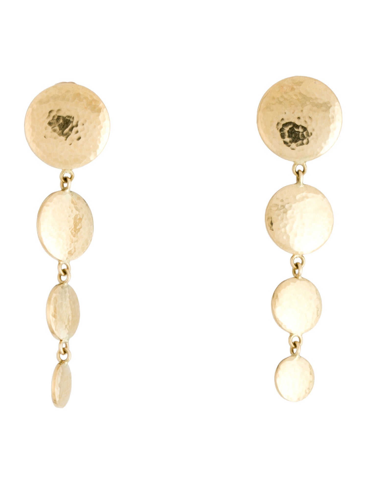 Tiffany & Co. 18K Paloma Picasso Hammered Disc Planet Drop Earrings