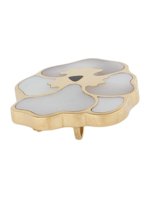 Tiffany & Co. 18K Mother of Pearl & Nephrite Pansy Brooch Pendant