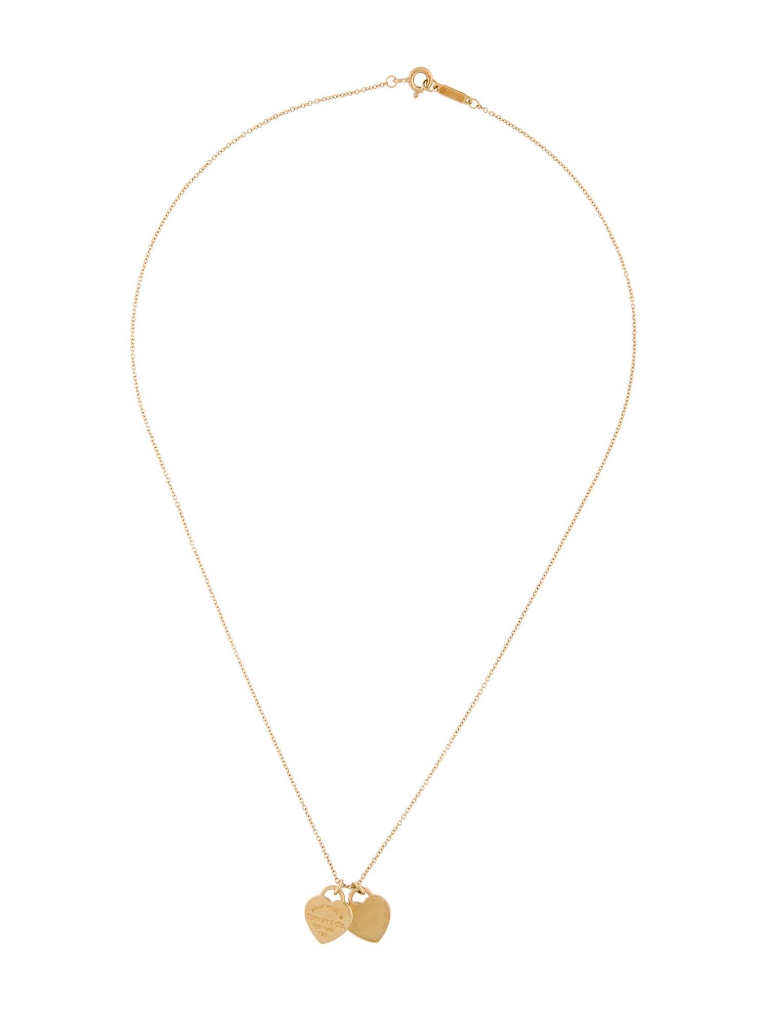 Tiffany & Co. 18K Mini Double Heart Tag Pendant Necklace
