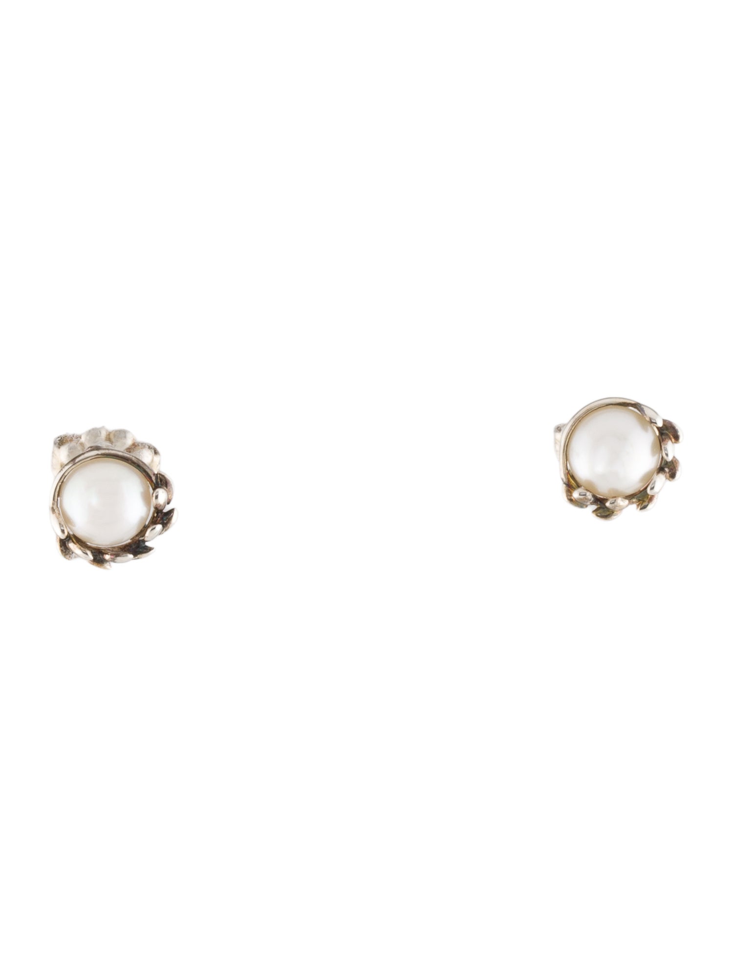 Tiffany & Co. Pearl Olive Leaf Stud Earrings