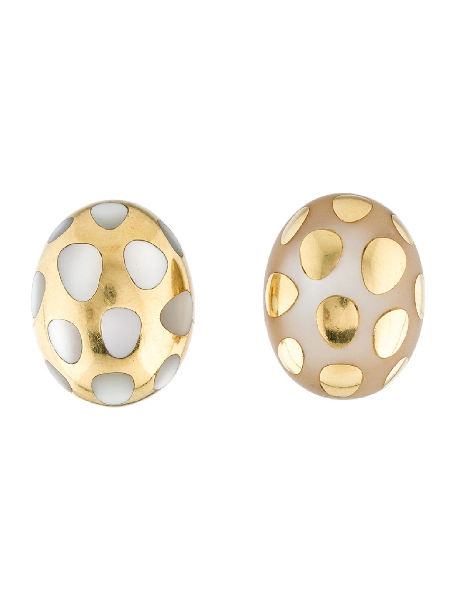 Tiffany & Co. 18K Mother of Pearl Positive Negative Polka Dot Earclips