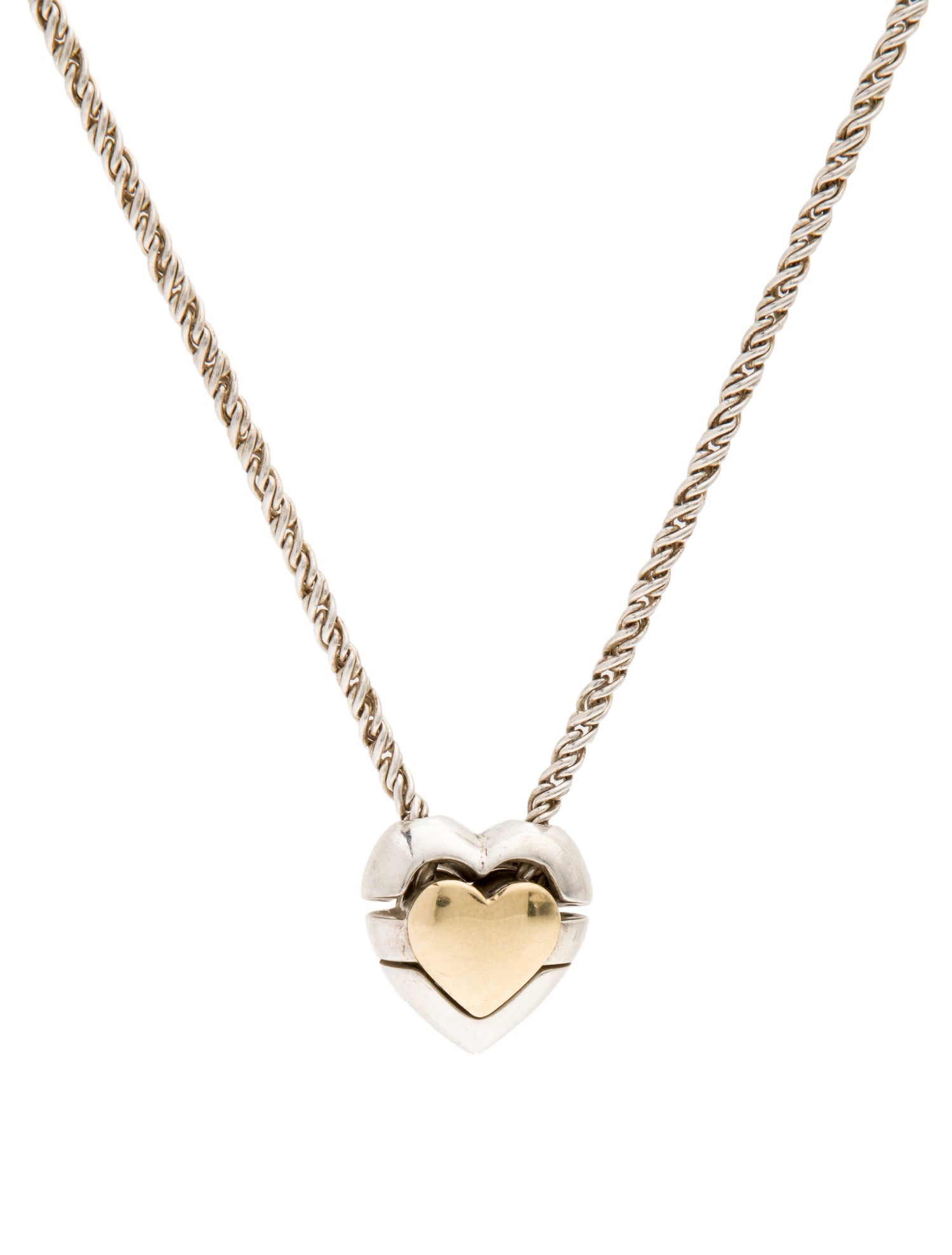 Tiffany & Co. Vintage Two-Tone Heart Puzzle Pendant Necklace