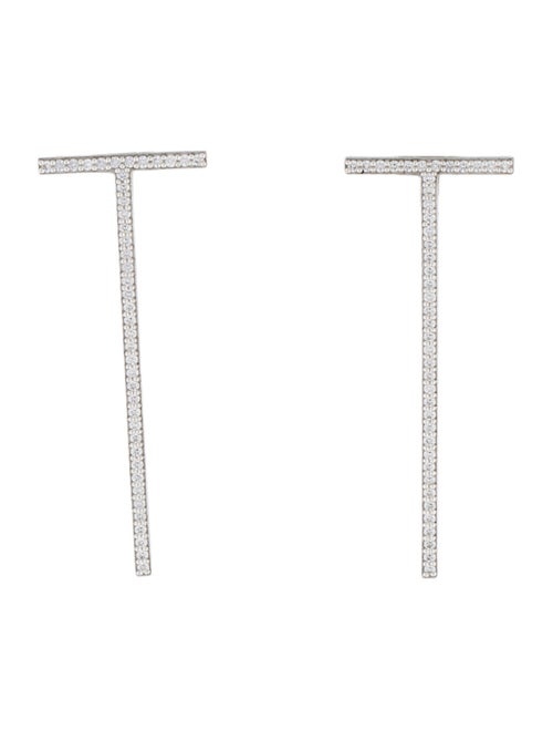 Tiffany & Co. 18K Diamond T Bar Drop Earrings