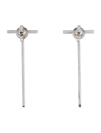 Tiffany & Co. 18K Diamond T Bar Drop Earrings