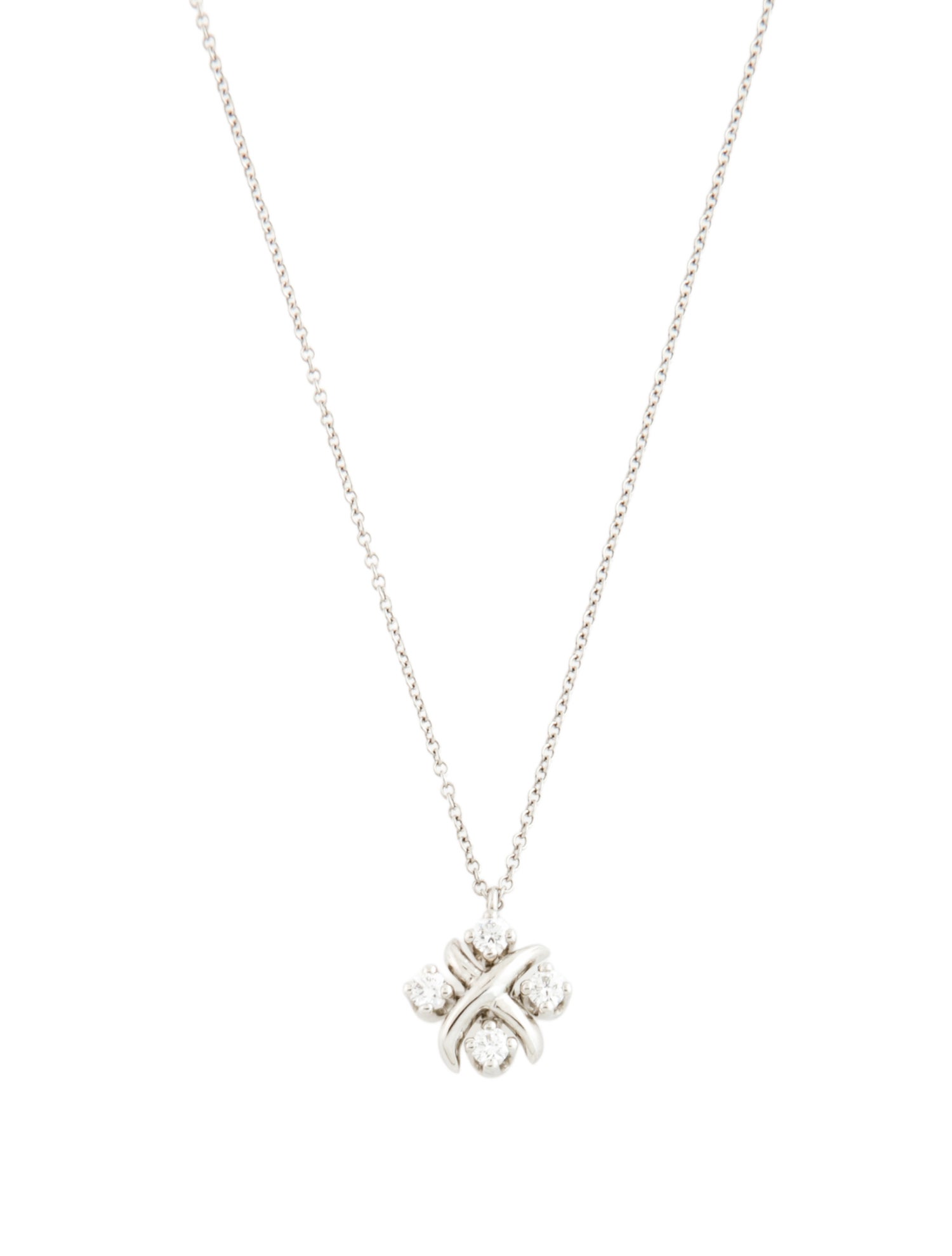 Tiffany & Co. Platinum Diamond Lynn Pendant Necklace