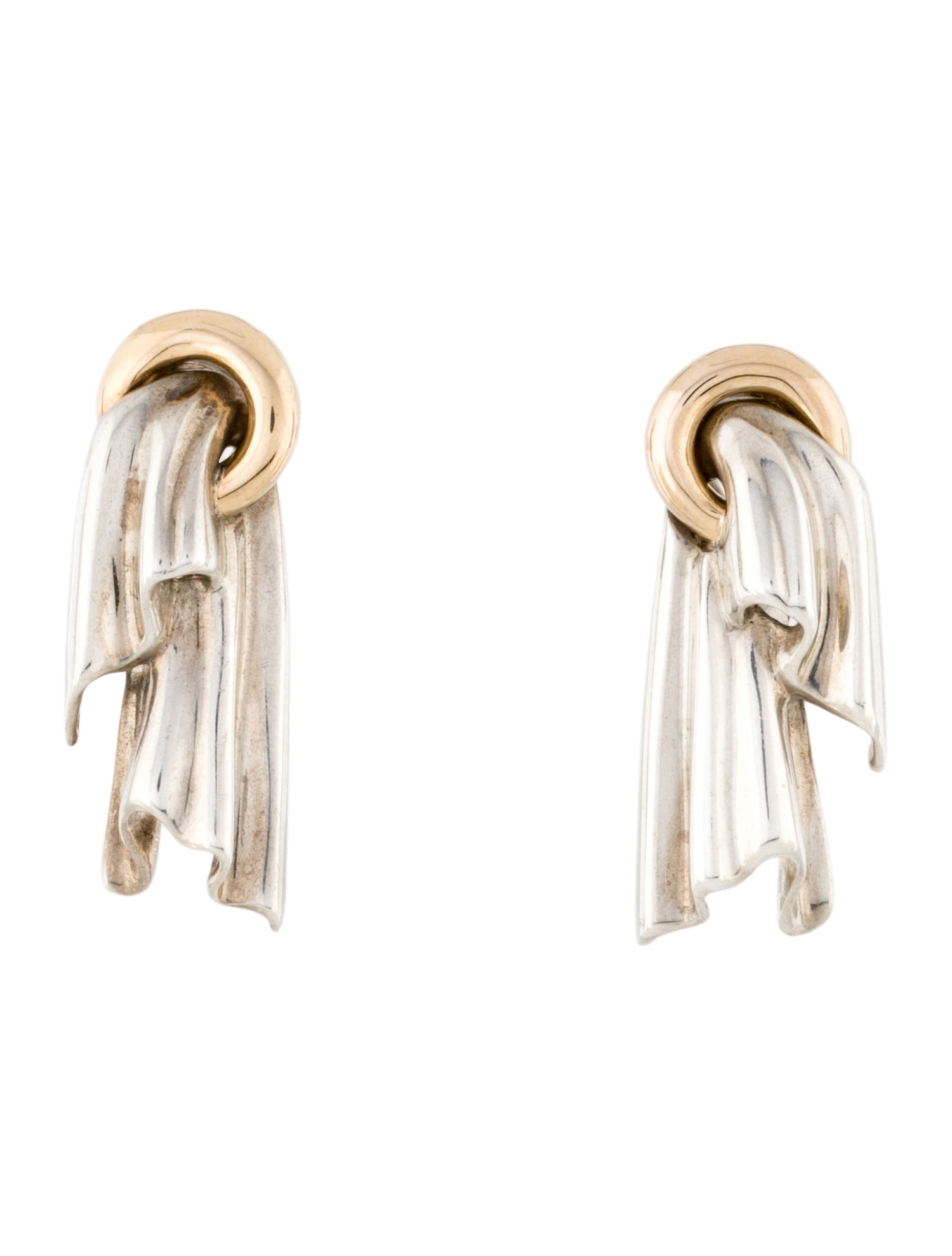 Tiffany & Co. Vintage Two-Tone Drape Earclip Earrings