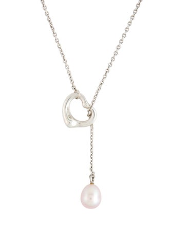 Tiffany & Co. Pearl Open Heart Lariat Necklace