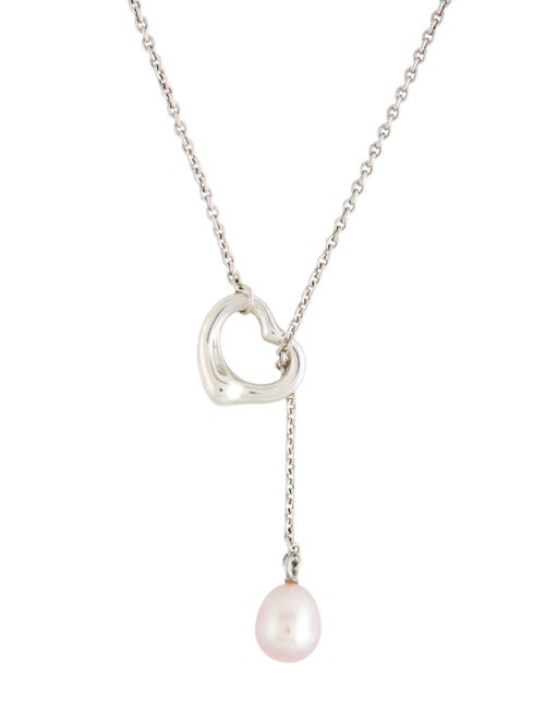 Tiffany & Co. Pearl Open Heart Lariat Necklace