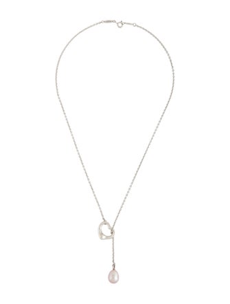 Tiffany & Co. Pearl Open Heart Lariat Necklace