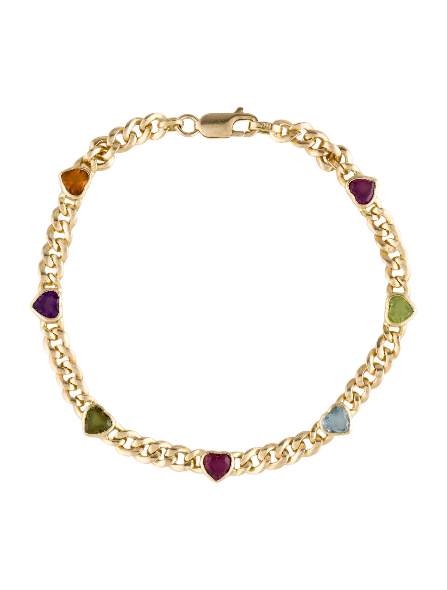 Tiffany & Co. Vintage 18K Multistone Heart Station Bracele