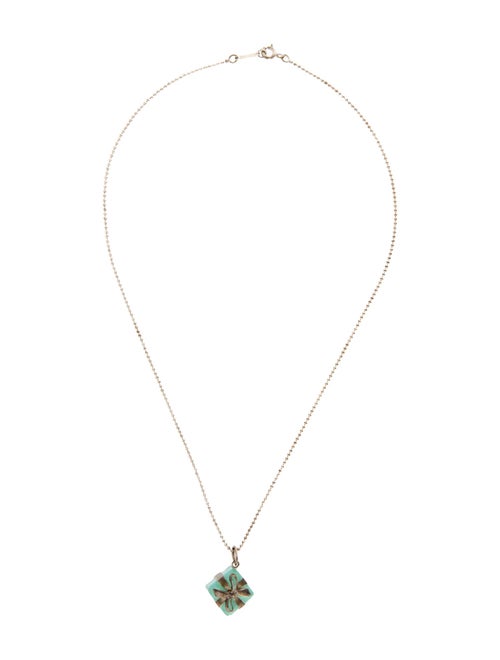 Tiffany & Co. Enamel Blue Box Pendant Necklace