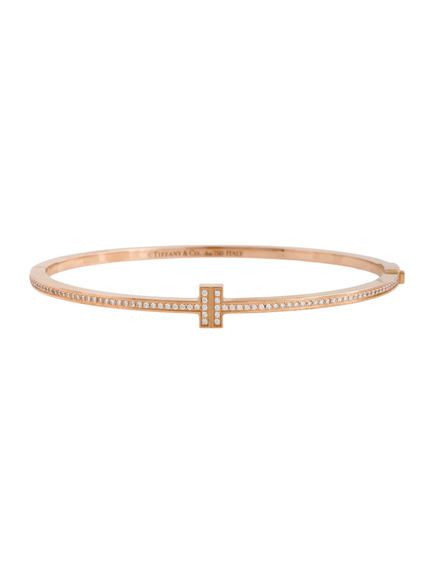 Tiffany & Co. 18K Diamond Hinged Wire Bangle Bracelet