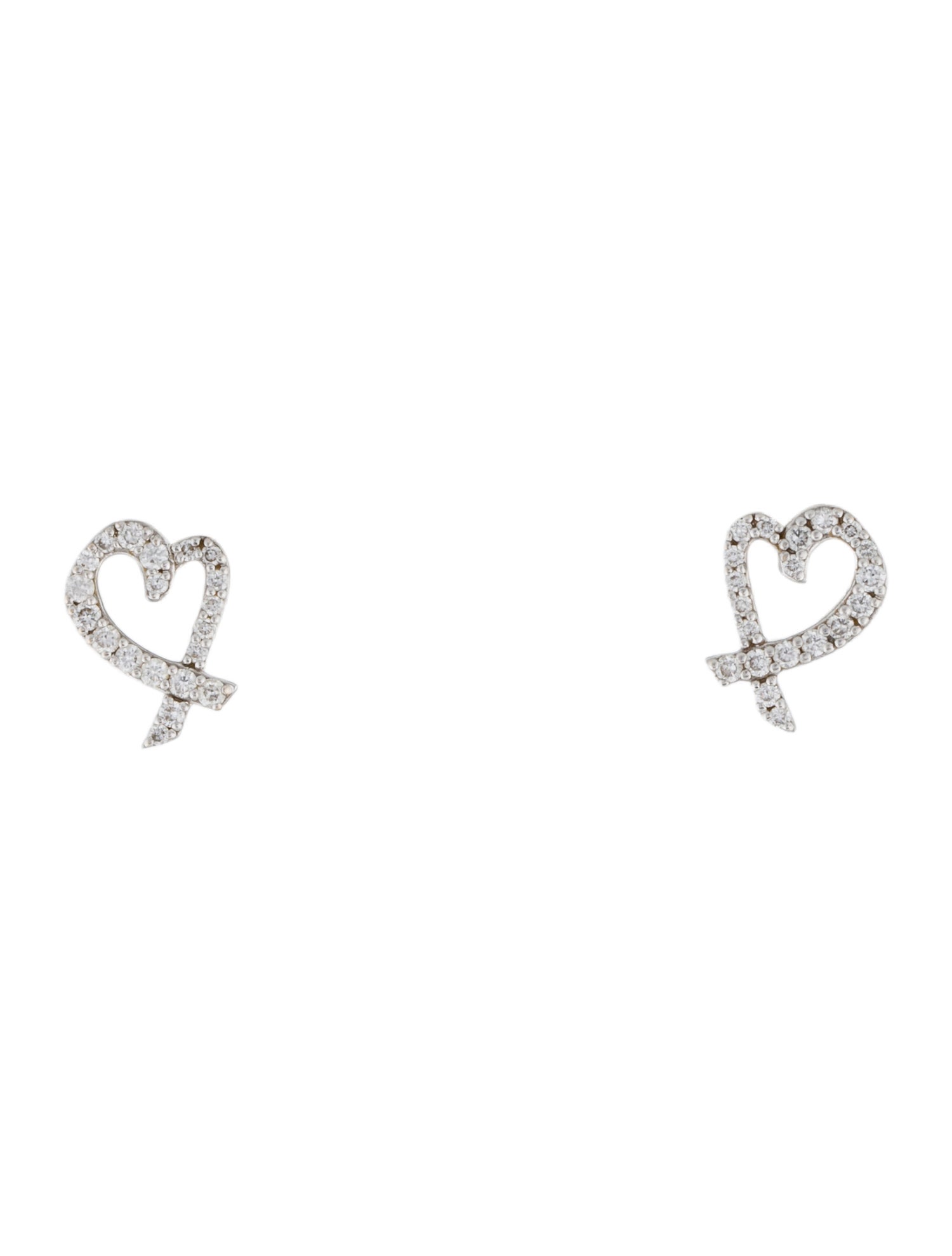 Tiffany & Co. 18K Diamond Mini Loving Heart Stud Earrings