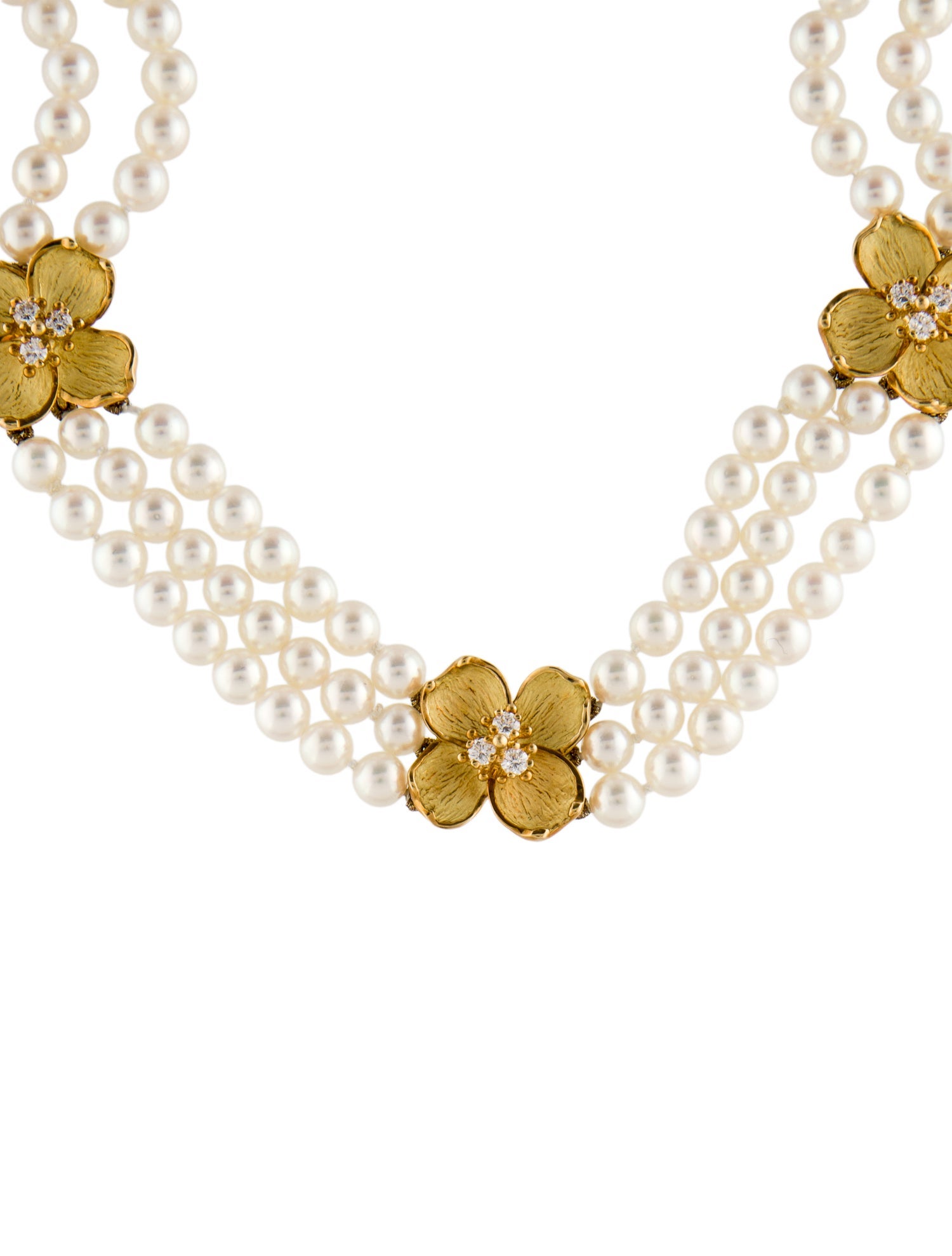 Tiffany & Co. 18K Pearl & Diamond Dogwood Necklace