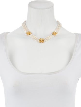 Tiffany & Co. 18K Pearl & Diamond Dogwood Necklace