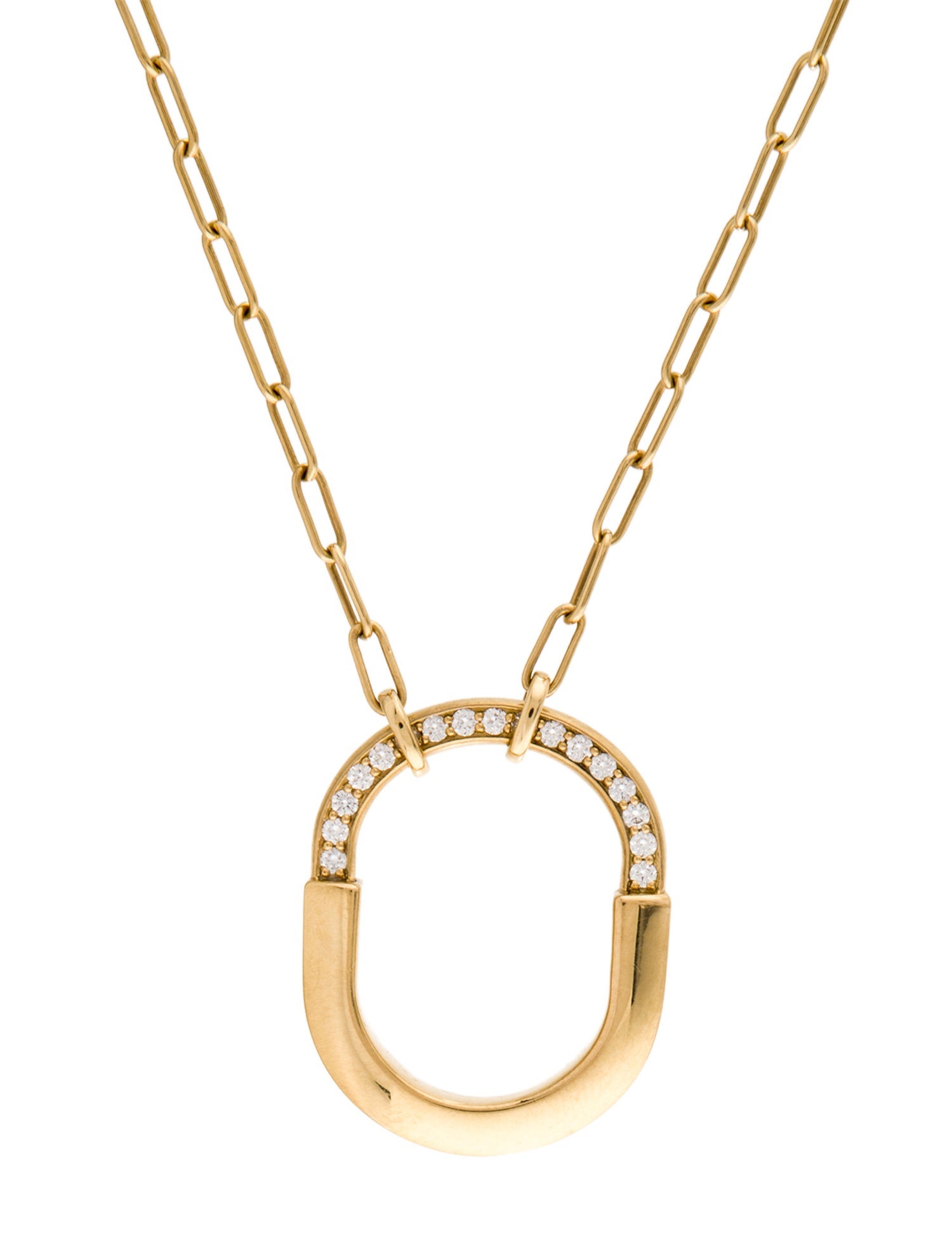 Tiffany & Co. 18K Diamond Medium Lock Pendant Necklace