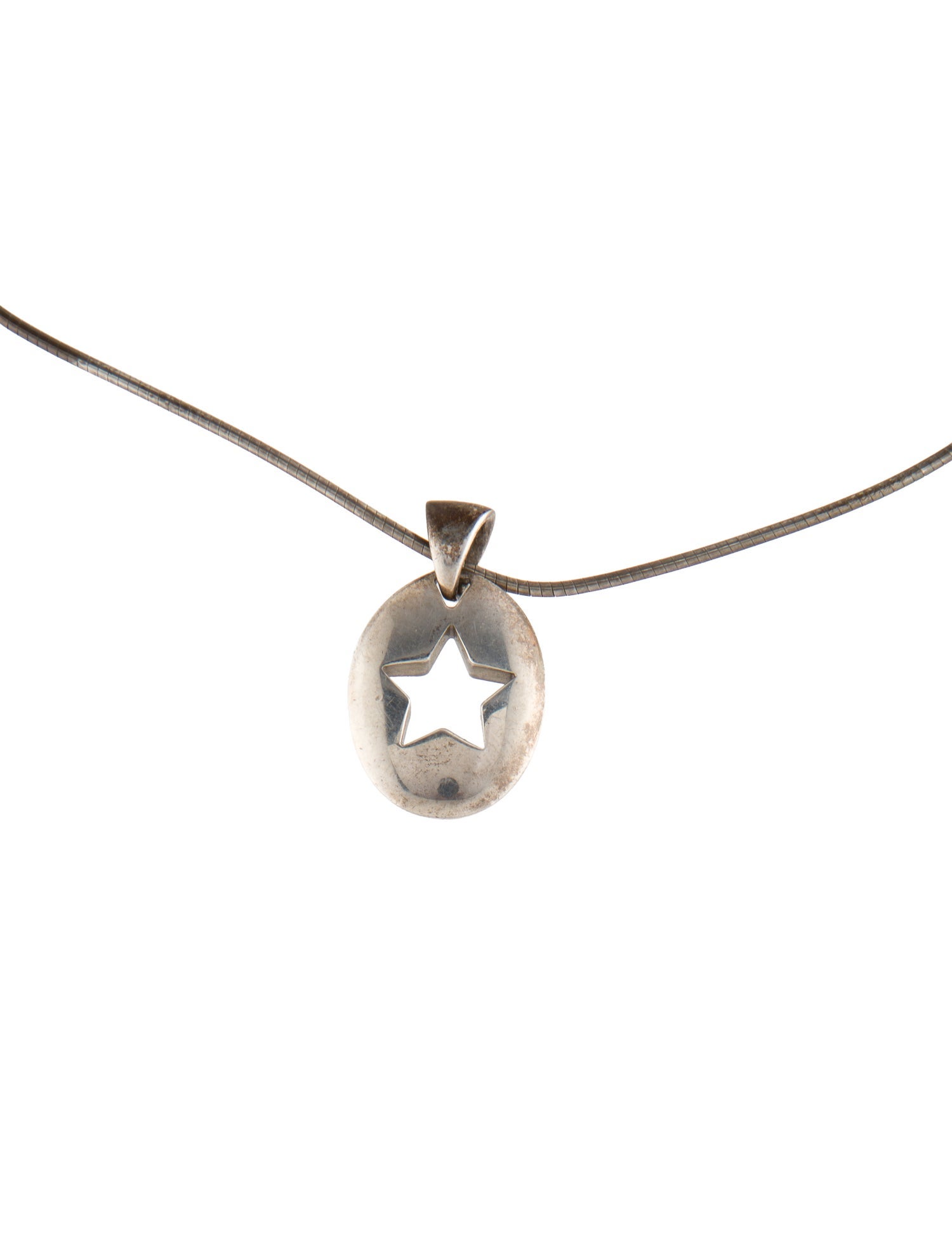 Tiffany & Co. Vintage Star Cutout Oval Pendant Necklace