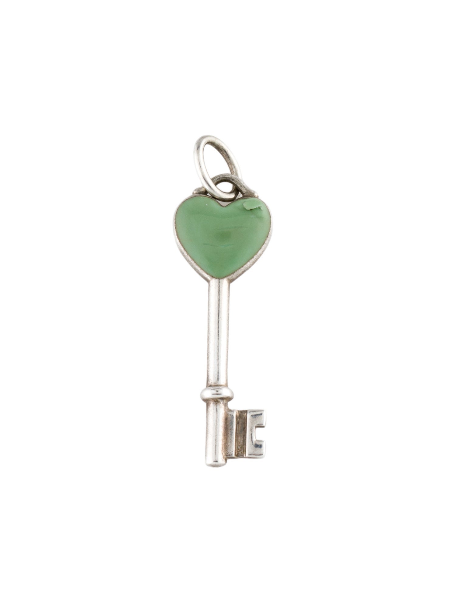 Tiffany & Co. Enamel Heart Key Charm Pendant