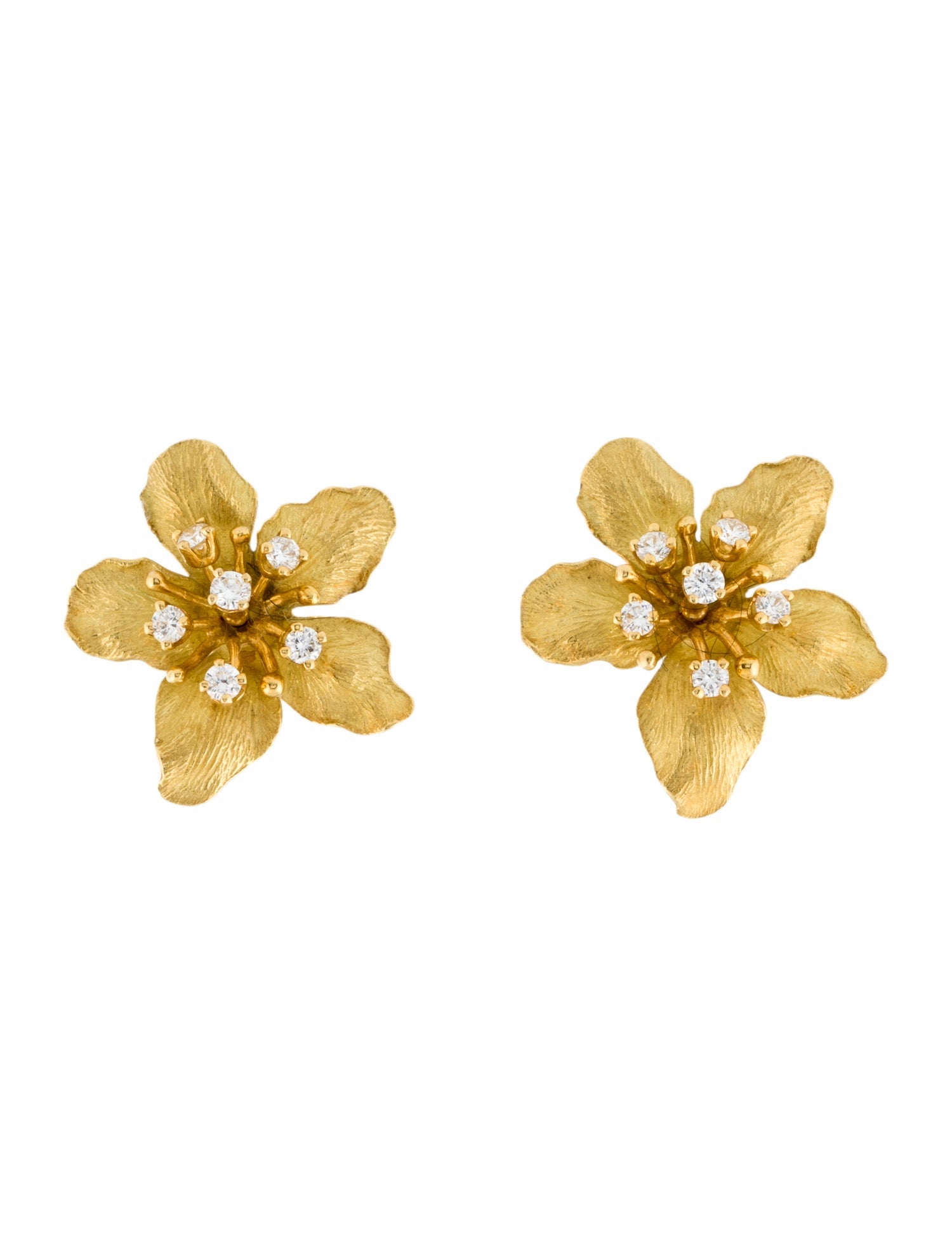 Tiffany & Co. Vintage 18K Flower Diamond Earrings