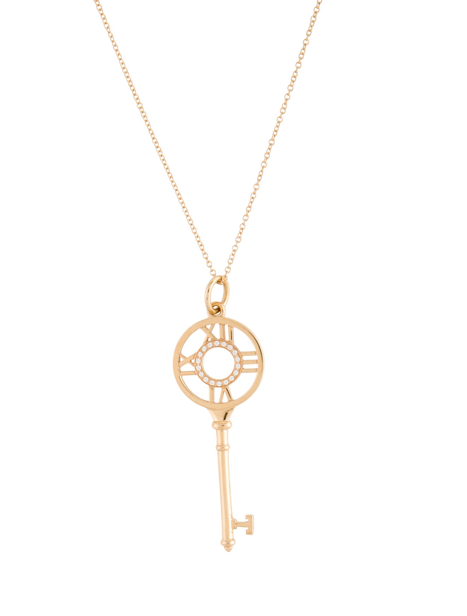 Tiffany & Co. 18K Diamond Atlas Key Pendant Necklace