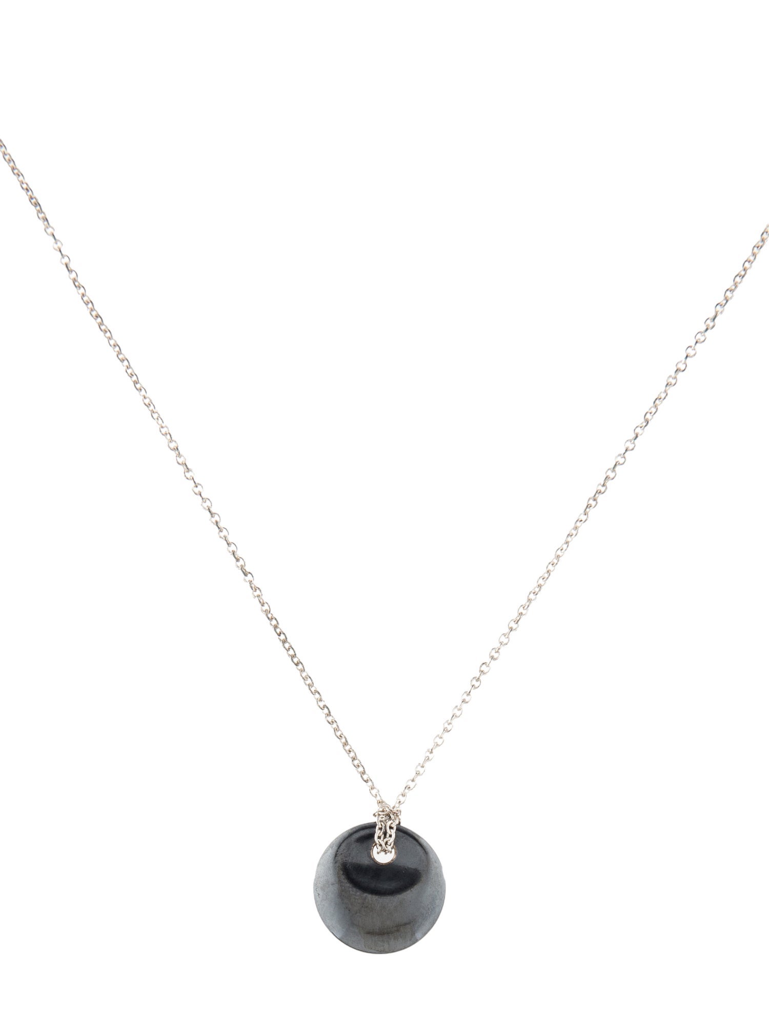 Tiffany & Co. Hematine Round Pendant Necklace