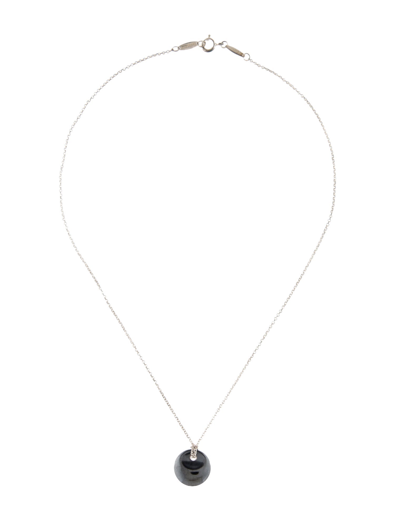 Tiffany & Co. Hematine Round Pendant Necklace