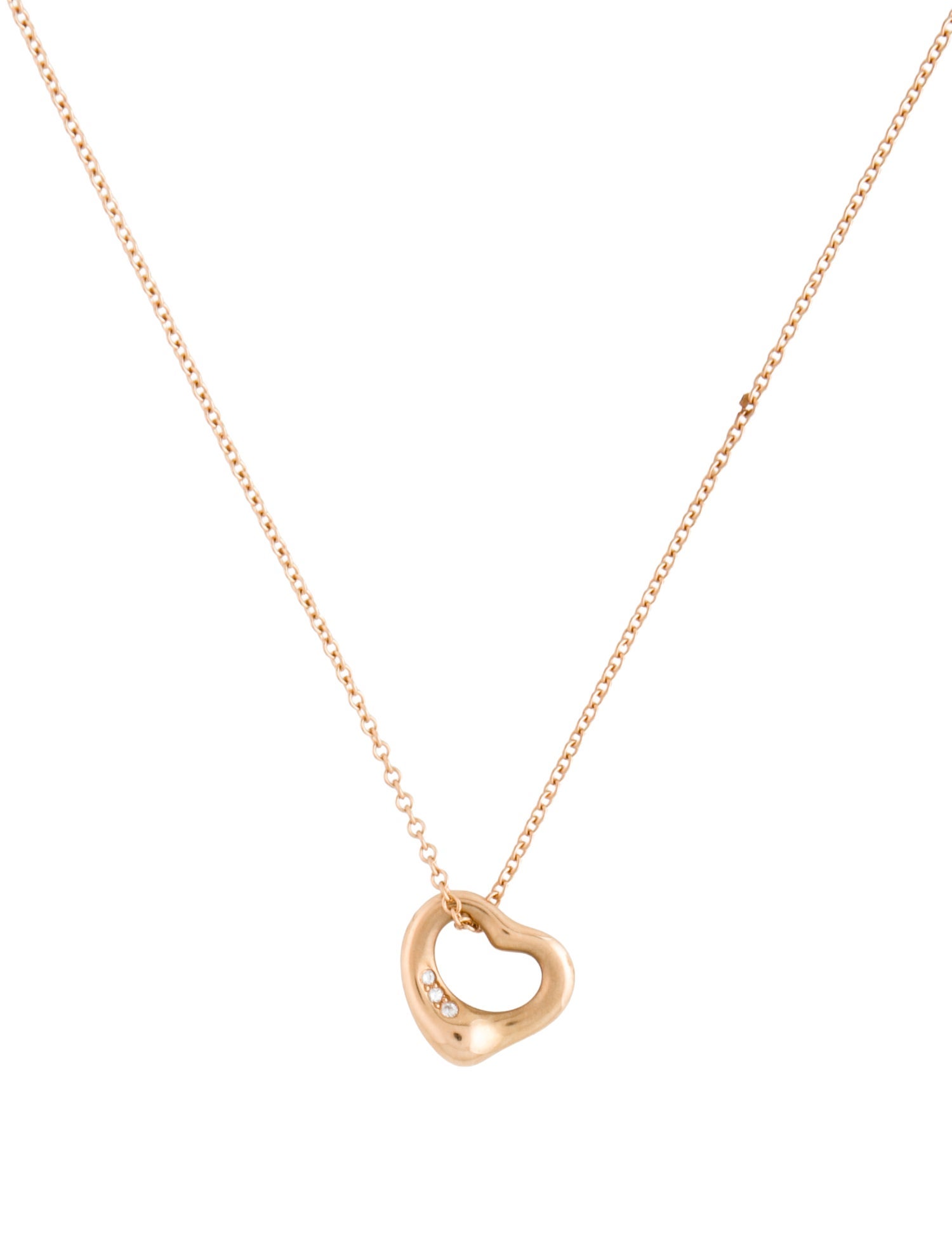Tiffany & Co. 18k Diamond Open Heart Pendant Necklace