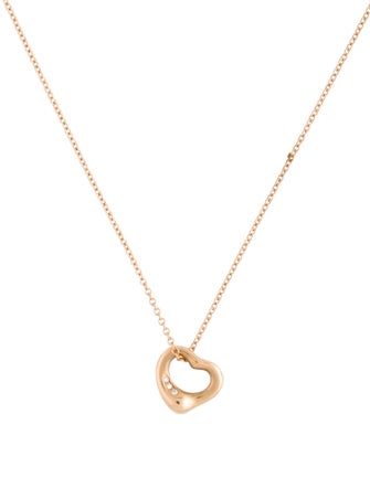 Tiffany & Co. 18k Diamond Open Heart Pendant Necklace