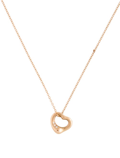 Tiffany & Co. 18k Diamond Open Heart Pendant Necklace