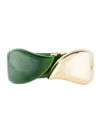 Tiffany & Co. 18K Nephrite Jade Hinged Cuff Bracelet