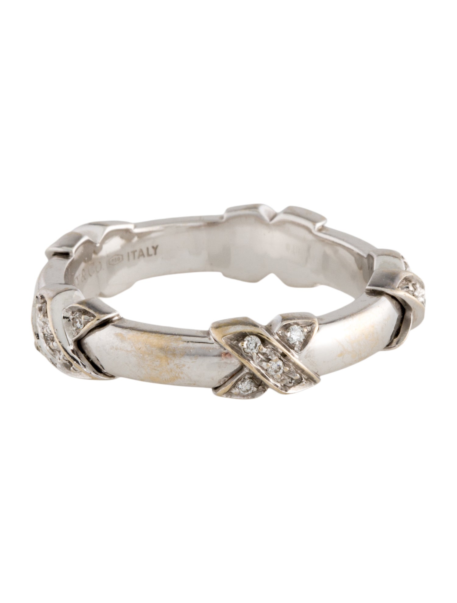 Tiffany & Co. 18K Diamond X Band Ring