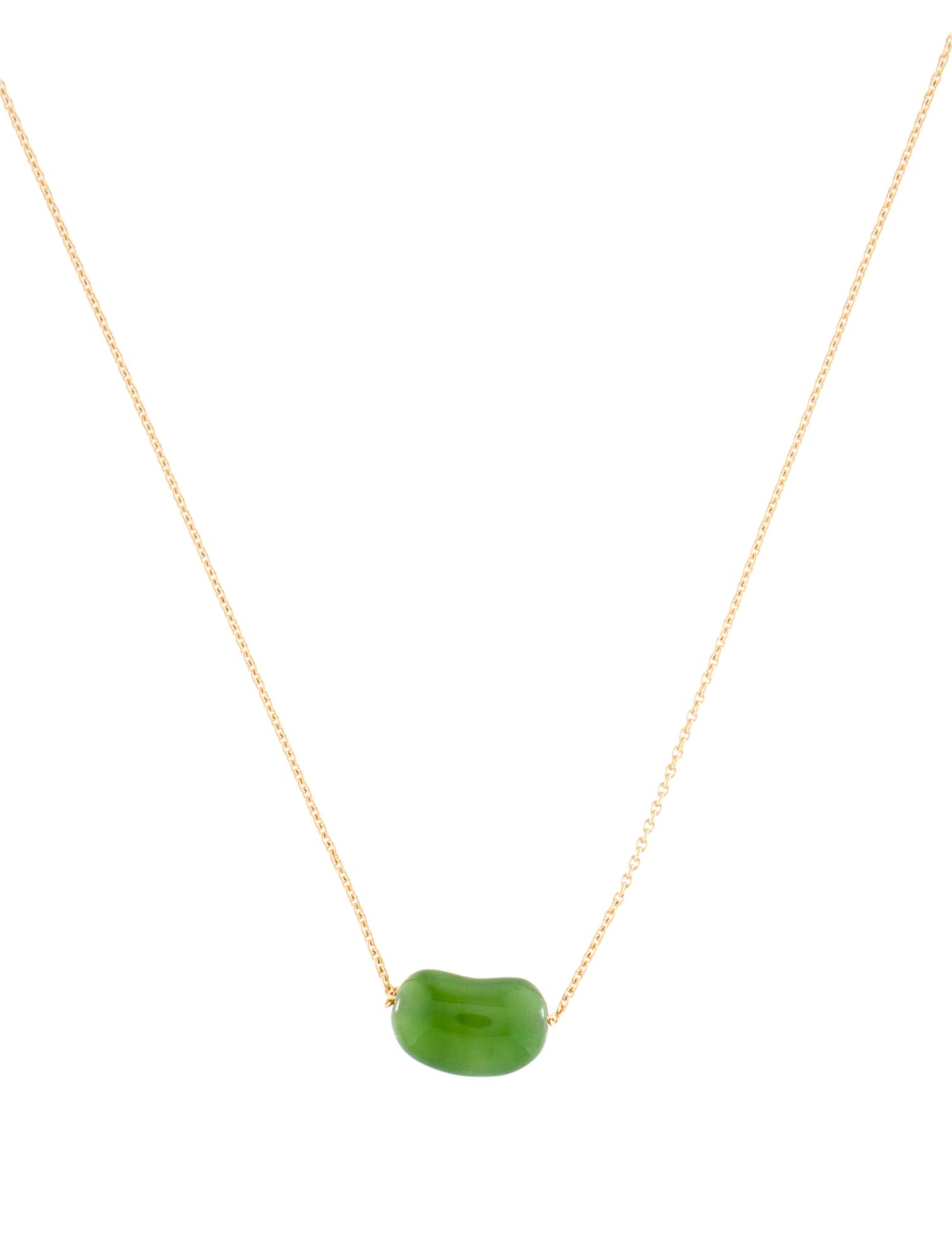 Tiffany & Co. 18K Nephrite Bean Pendant Necklace