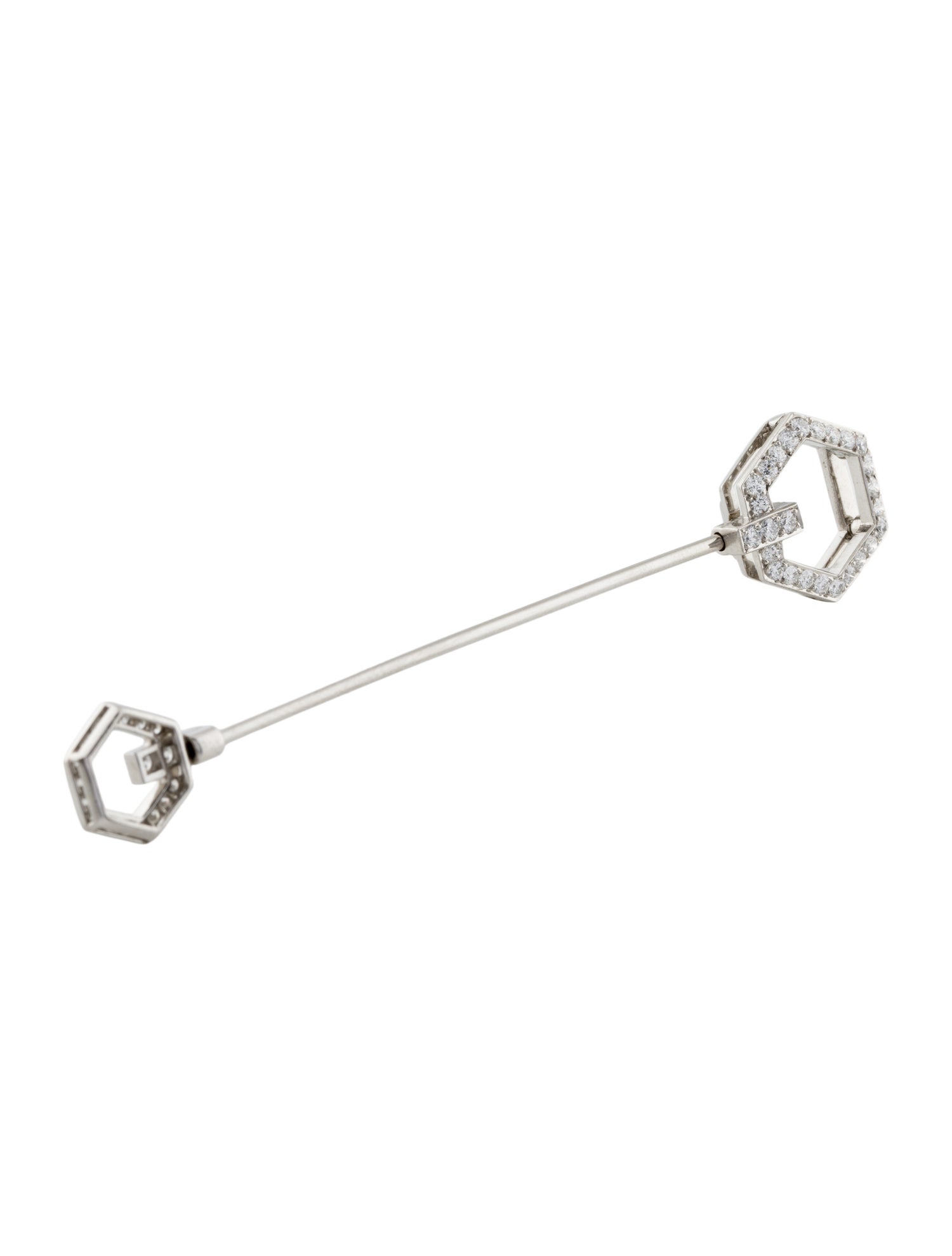 Tiffany & Co. Vintage Platinum Hexagonal Hat Pin Brooch